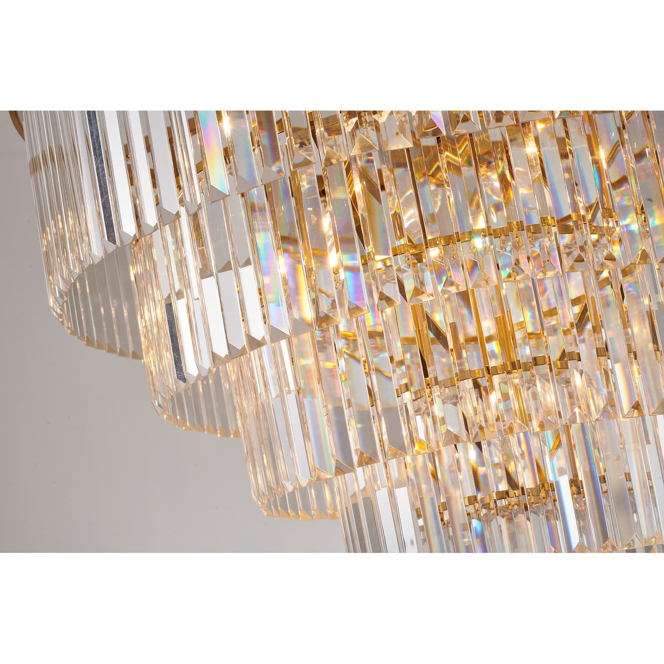 15-Light D32" Five Tier Gold Frame Chandelier with Clear Hanging Crystals - On Sale - Bed Bath ...