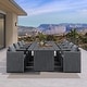 preview thumbnail 21 of 29, PURPLE LEAF Sanori Patio outdoor Dining Set Modern Large Weather-Resistant Aluminum for Garden Backyard Kitchen-Grey 9-Piece Rectangle(long table)