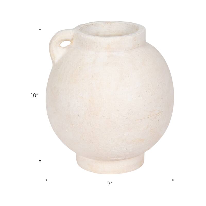 Handcrafted Terracotta Pottery Round Vase Modern Visual Interest
