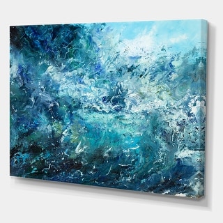 Designart "Wild Blue Ocean Waves V" Nautical & Coastal Canvas Wall Art Print