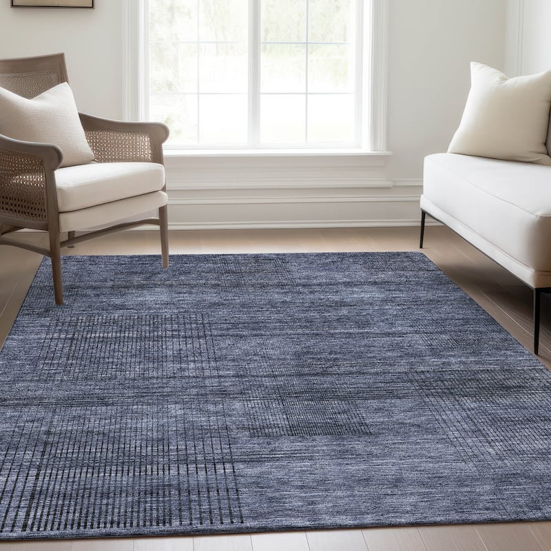 Machine Washable Indoor/ Outdoor Chantille Contemporary Imprints Rug