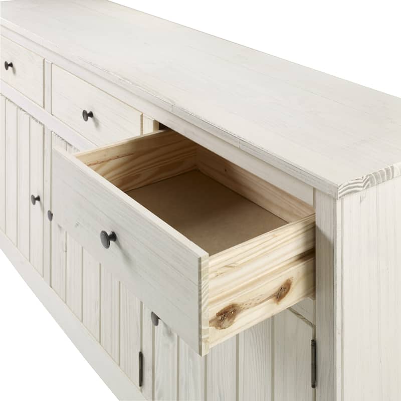 Wood Buffet Sideboard White Distressed | Furniture Dash - N/A