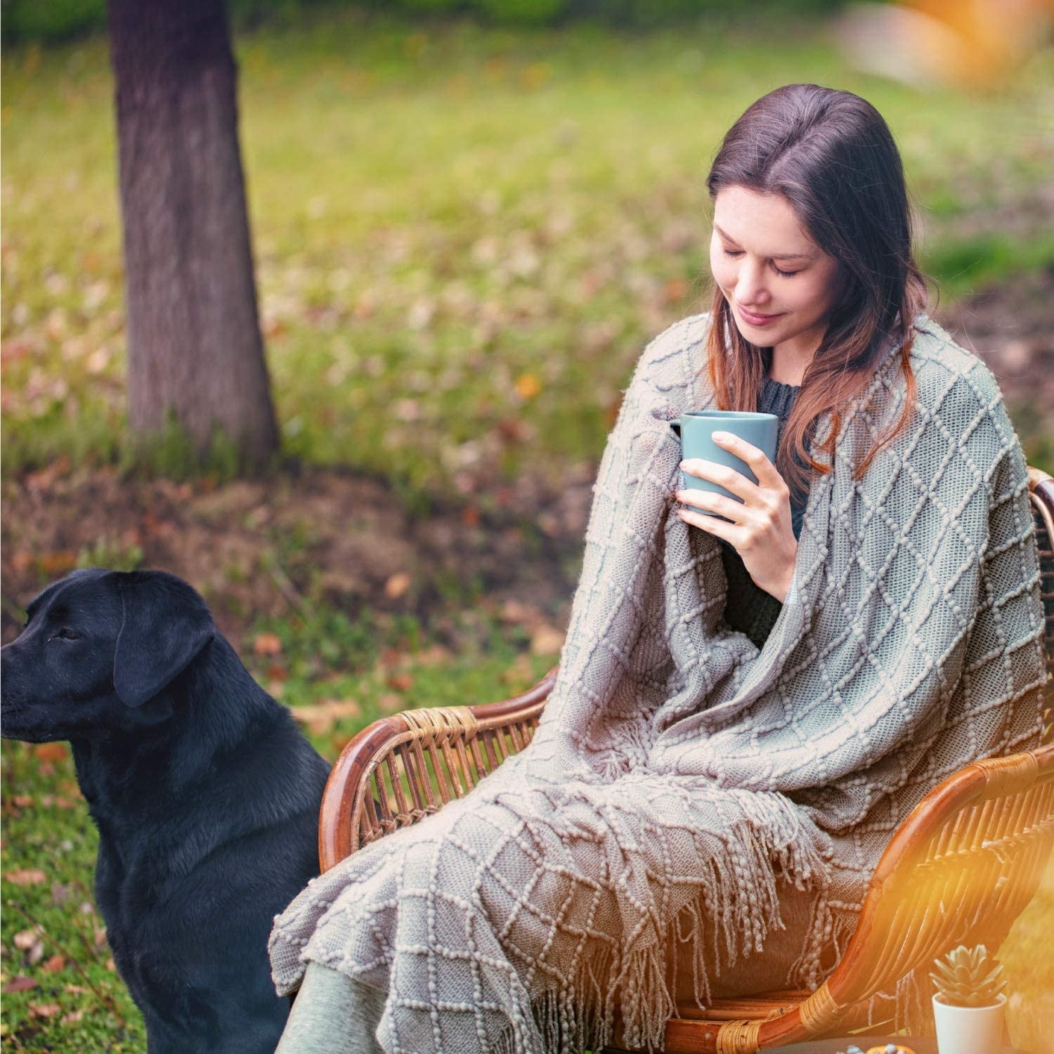 Throw Blanket for Couch 50 x 60 inches Woven Summer Blankets White