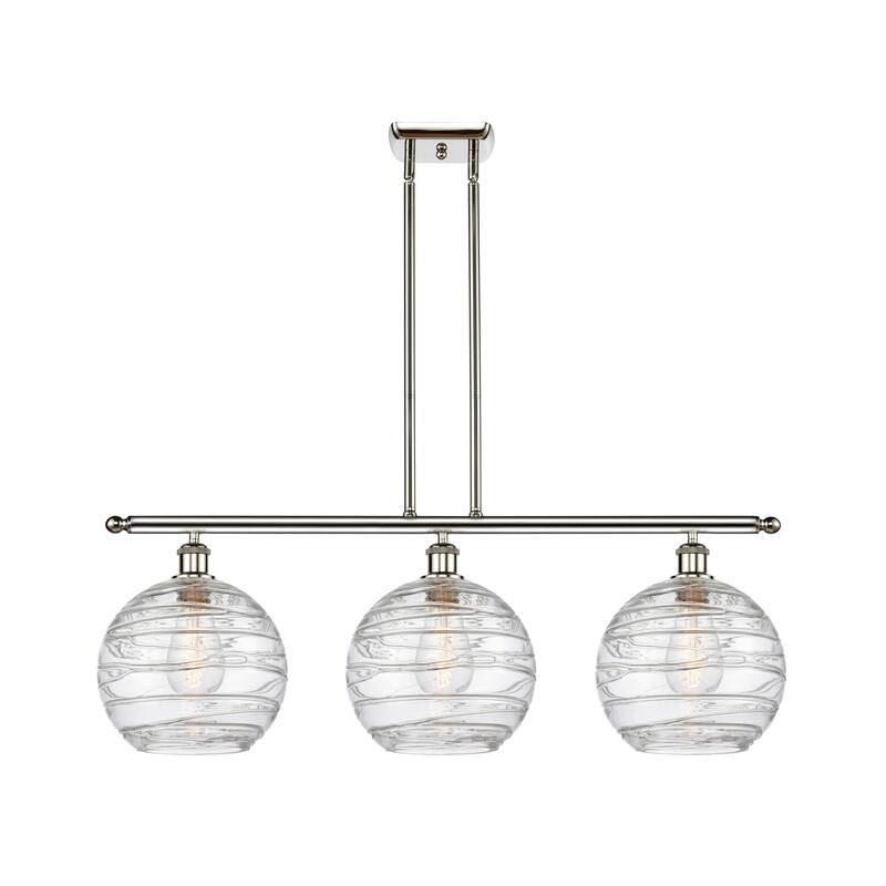 Innovations Lighting Athens Deco Swirl 3 Light 37" Stem Hung Island Light - Polished Nickel