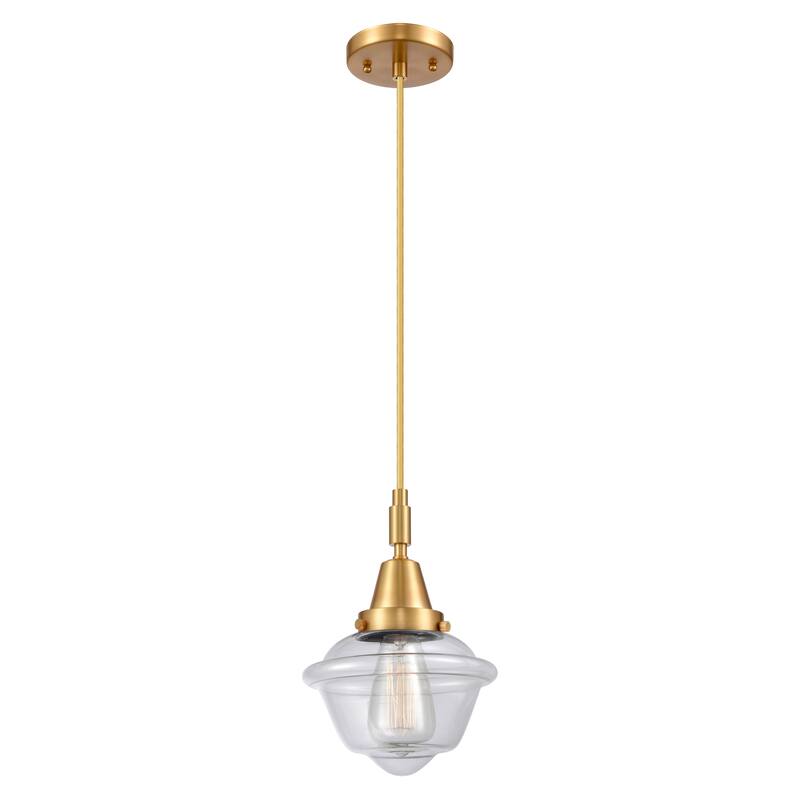 Innovations Lighting Downtown Urban - Caden Oxford - 1 Light 7" Cord Hung Mini Pendant - Clear Shade/Satin Gold