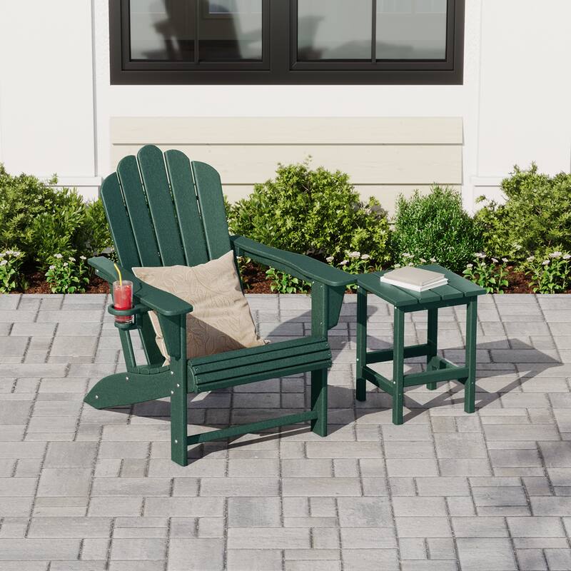 Aderson Outdoor Poly Adirondack Chair with Side Table