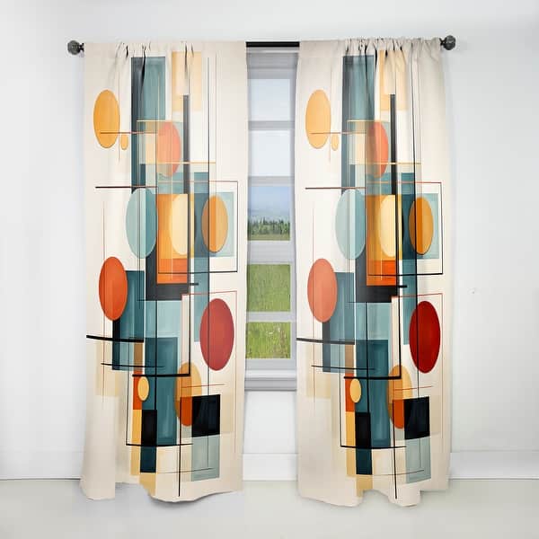 slide 2 of 7, Designart "Colorful Mid Century Retro Reflections IV" Abstract Midcentury Curtain - Room Darkening Abstract Curtain - 1 Panel