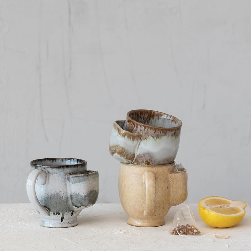 Stoneware Mug with Tea Bag Holder - 5.0"L x 4.4"W x 4.3"H