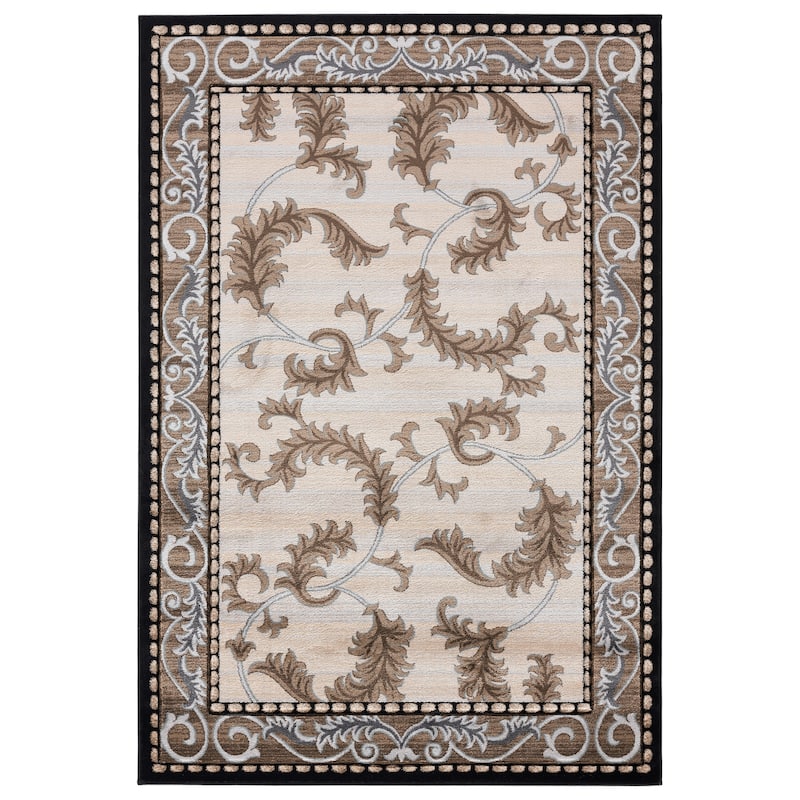 Glamour Cream/Black Polypropylene Area Rug