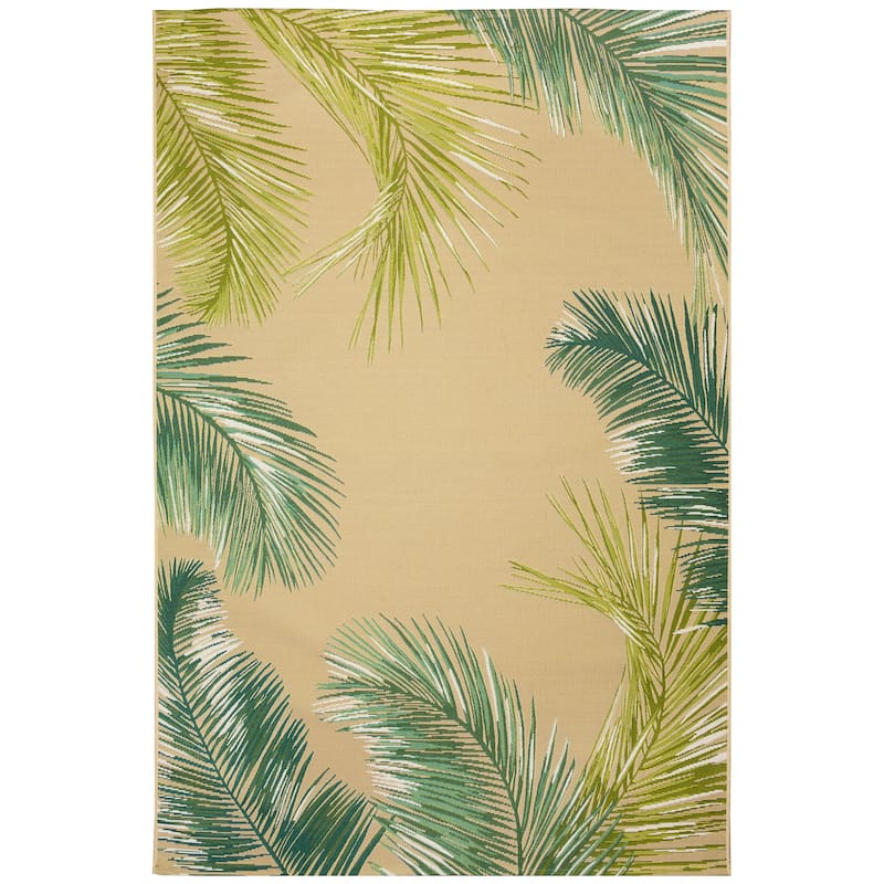 Liora Manne Marina Palm Border Indoor/Outdoor Rug - 8'10" x 11'9" - Sisal