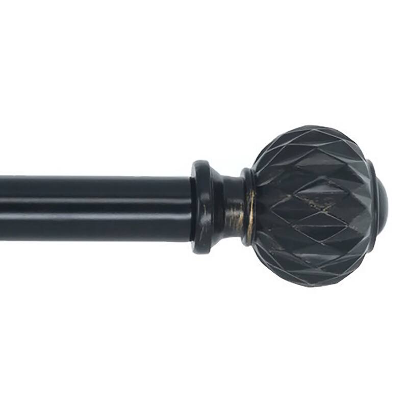 Meriville 1-Inch Diameter Single Window Treatment Curtain Rod, Castani - Black - 28"-48"