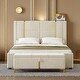 preview thumbnail 1 of 16, 2-Pieces Bedroom Sets,Queen Size Platform Bed w/ Trundle Bed, 2 Drawers,Night Light & USB Charge,Storage Ottoman, Beige Beige