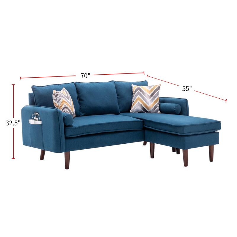 Sectional Sofa Chaise with USB Charger