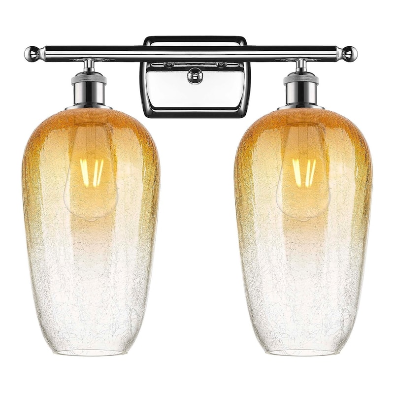 Innovations Lighting 516-2W-16-17 Brookhaven Flute Vanity Brookhaven - Polished Chrome / Amber