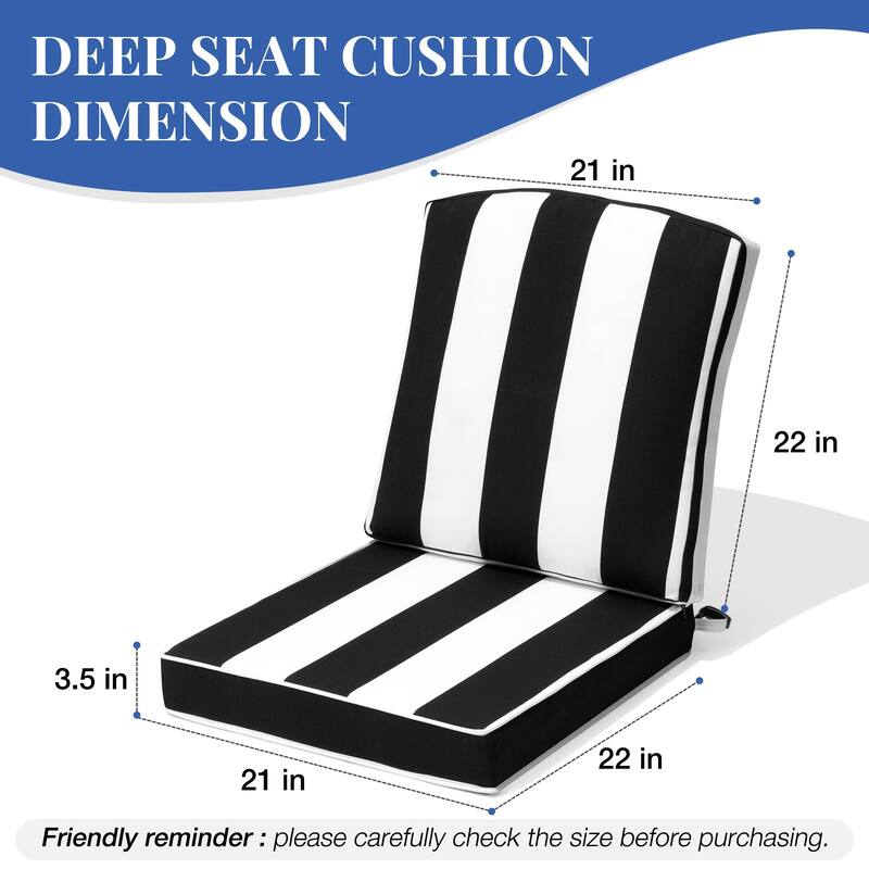 22 x 21 in Patio Premium Fabric Outdoor Seat Cushions Set (Seat & Back)