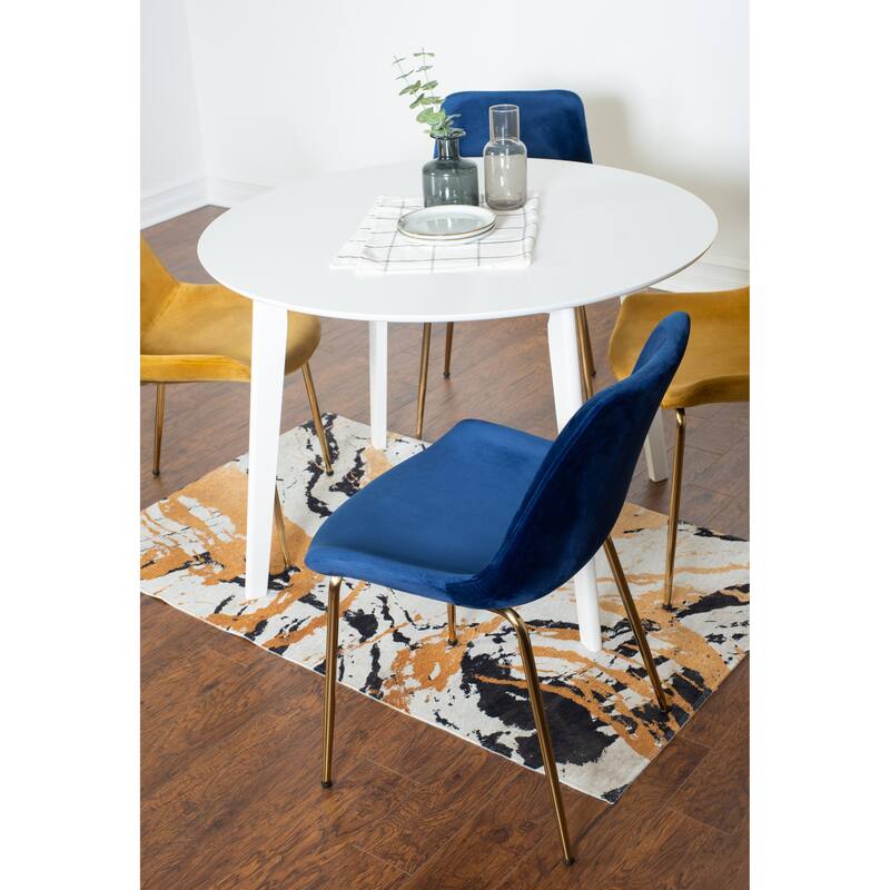 Modern Dining Set with Round Table & Velvet Upholstered Chairs