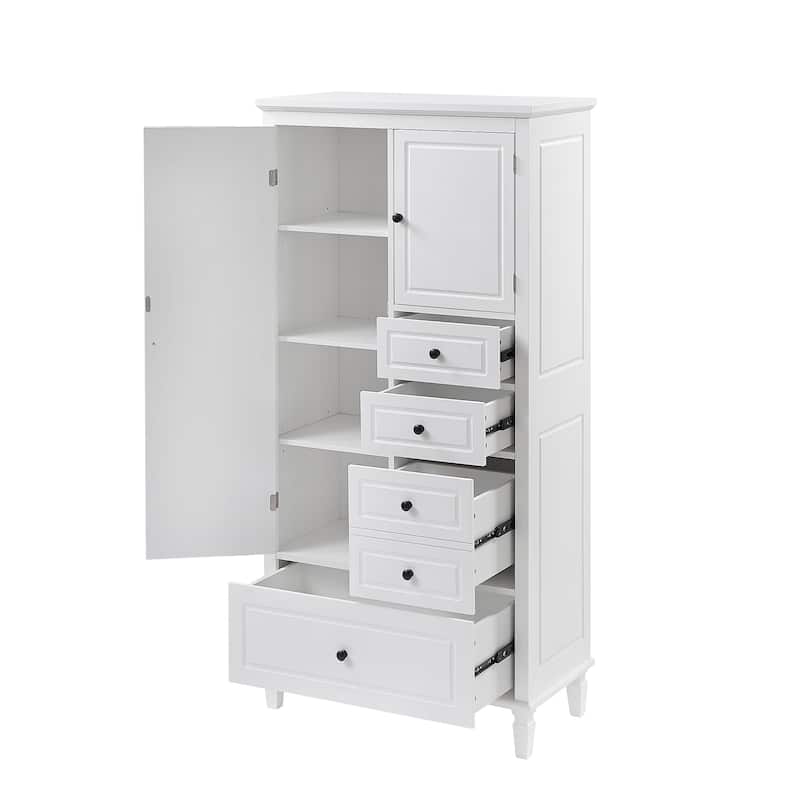 Tall and Wide Storage Cabinet with Doors for Bathroom/Living Room, Four Drawers of Different Sizes, Adjustable Shelves