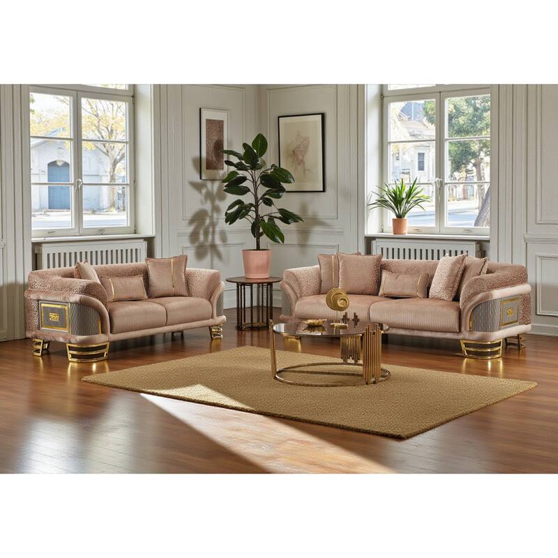 Ridge 2 Pieces Living Room Sets 1 Sofa 1 Loveseat - Beige