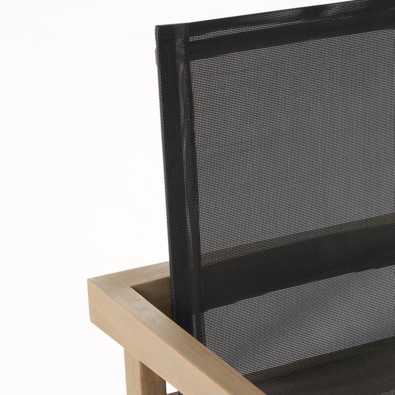 Belfast Outdoor Acacia and Mesh Dining Chairs (Set of 2) by Christopher Knight Home