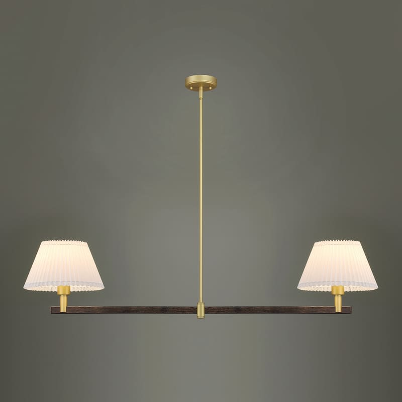 Acroma 2-light Linear Island Chandelier with Cone Fabric Shade - 51 inches