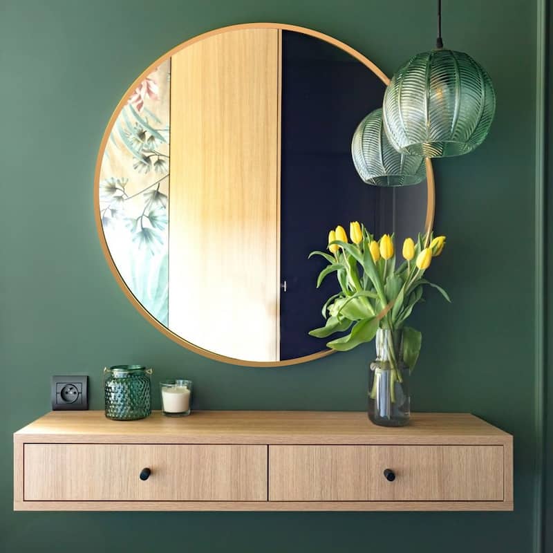 Round Mirror Wall Mounted, Circle Bathroom Vanity Wall Mirror with Metal Frame - 16/20/24/30/32/36"