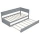 preview thumbnail 13 of 13, Twin Size Wood Daybed with Trundle and Guardrail, Solid Pine Frame, No Box Spring Required, Vintage Style for Bedroom, Grey