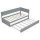 preview thumbnail 13 of 13, Twin Wood Daybed with Trundle, Guardrail, Grey, Vintage Style, No Box Spring Needed