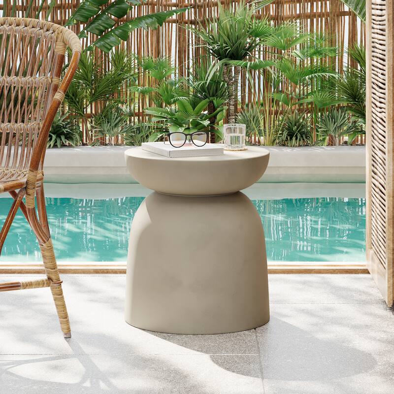 Christopher Knight Home -Outdoor Ava Chic Concrete Accent Table - Light Grey