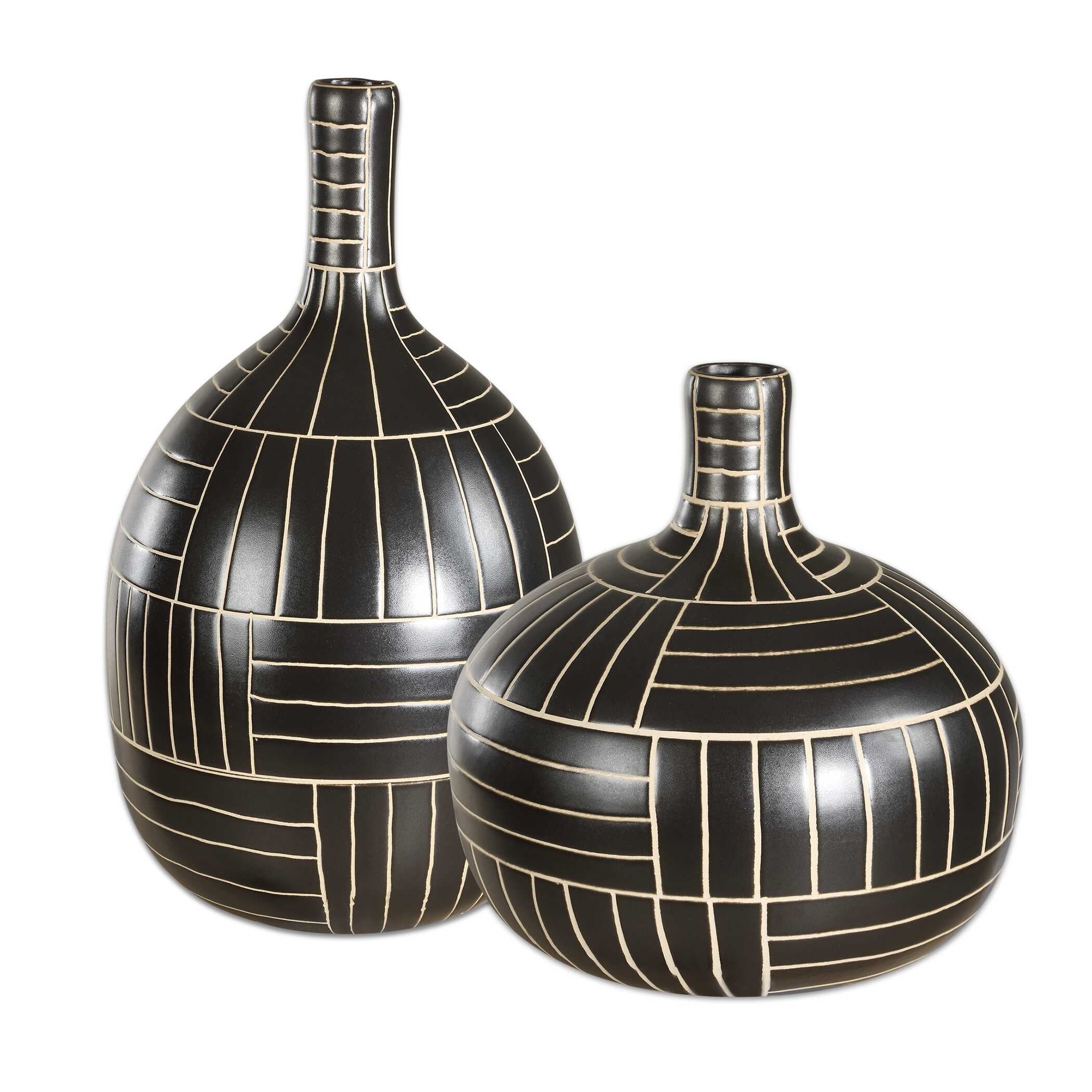 Uttermost Graphite Stride Geometric Vases (Set of 2)