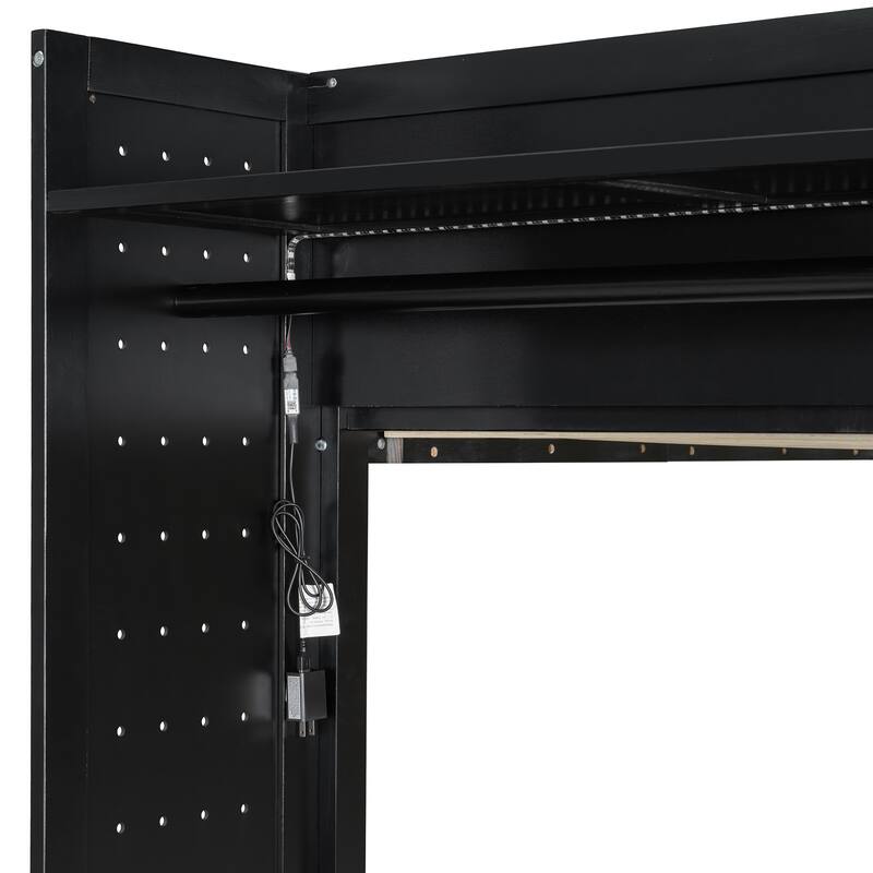 Twin Bunk Bed with Storage, Shelves, and LED Light Strip by Harper&Bright Designs