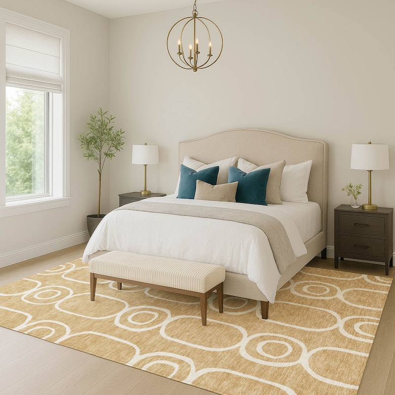 Machine Washable Indoor/ Outdoor Modern Vibe Chantille Rug