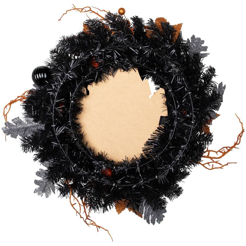 Glittered Haunted House Artificial Halloween Wreath - 24" - Unlit