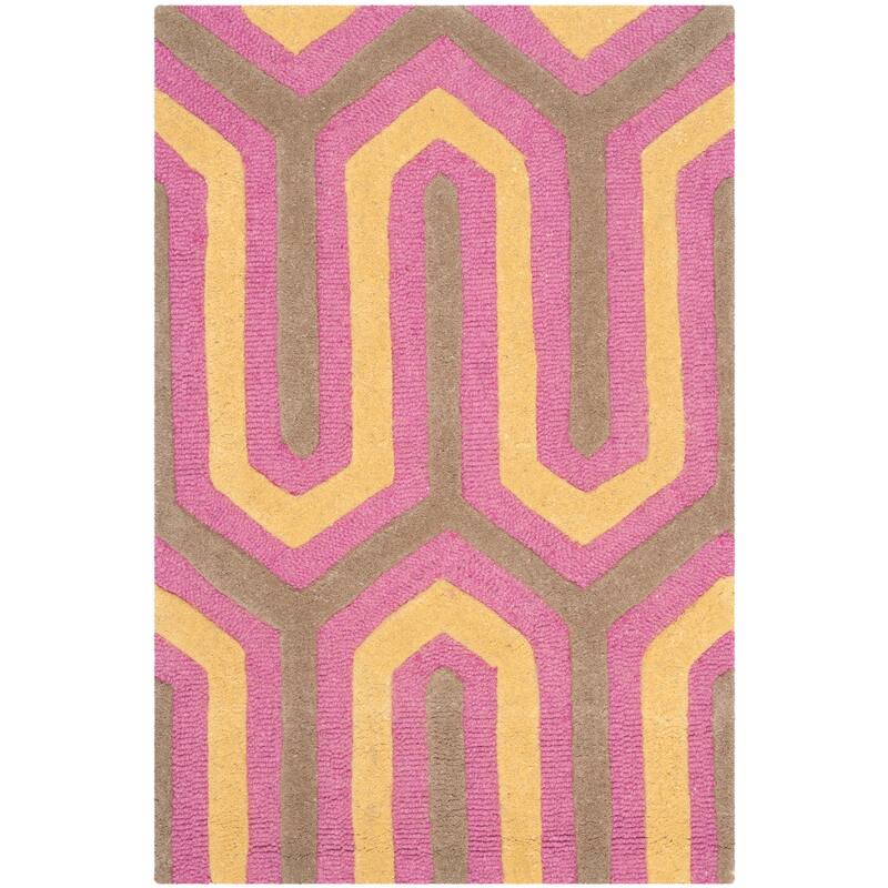 SAFAVIEH, Handmade Cambridge Faiza Modern Moroccan Wool Rug - 2' x 3' - Fuchsia/Grey