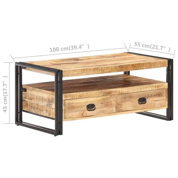 vidaXL Coffee Table 39.4"x21.7"x17.7" Rough Mango Wood