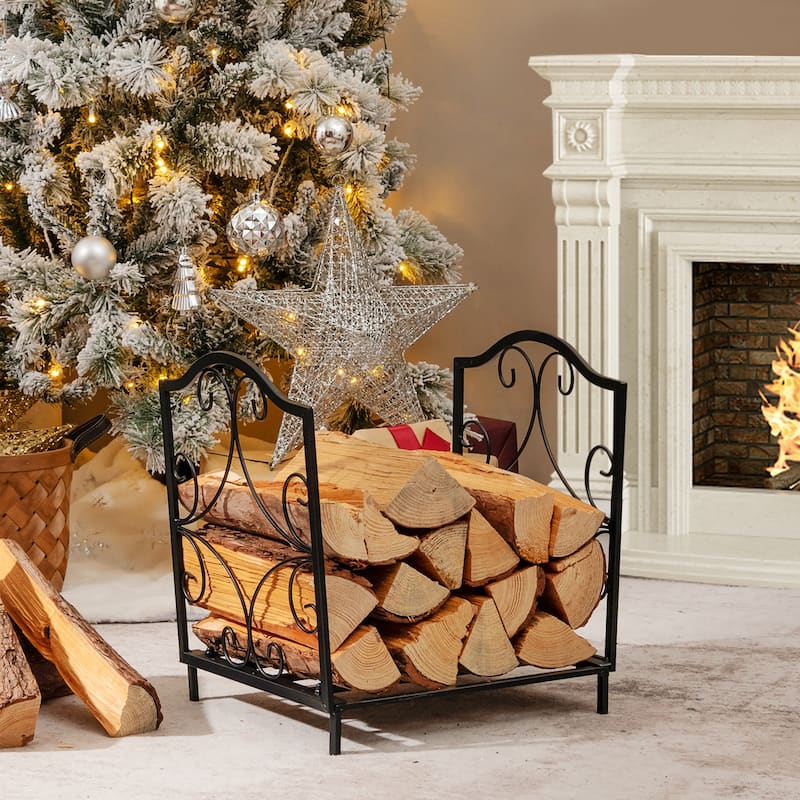 Costway 17'' Firewood Storage Rack Steel Firewood Storage Log Holder - See Details