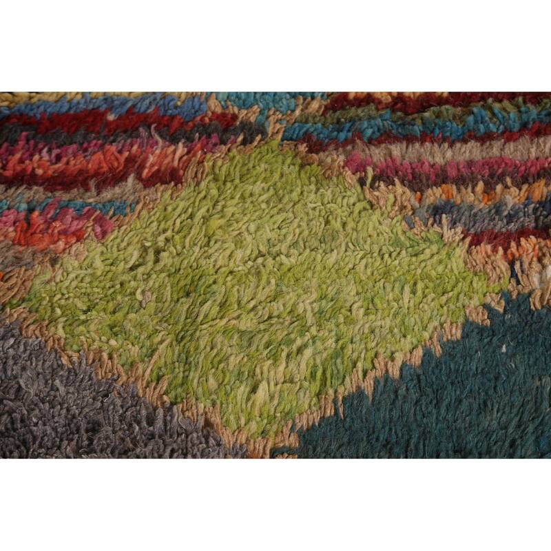 Checkered Geometric Moroccan Oriental Area Rug Handmade Wool Carpet - 9'1" x 12'8"