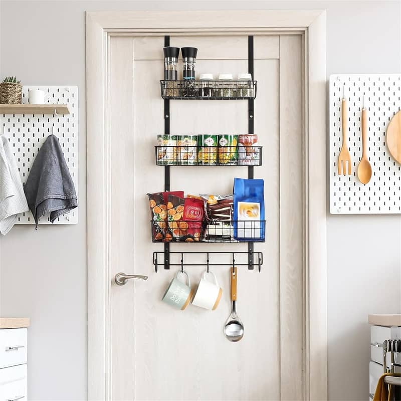 Over the Door Pantry Organizer 3 Tier Hanging Basket - 5.5"D x 16.5"W x 35.4"H