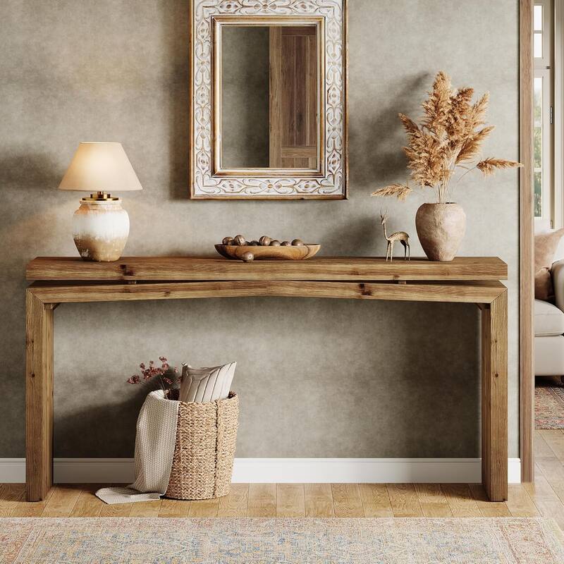 63-Inch Long Farmhouse Sofa Table Behind Couch for Entryway, Living Room