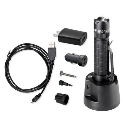 Maglite Mag-Tac Led Rechargeable Flashlight System- Crowned-Bezel, Black