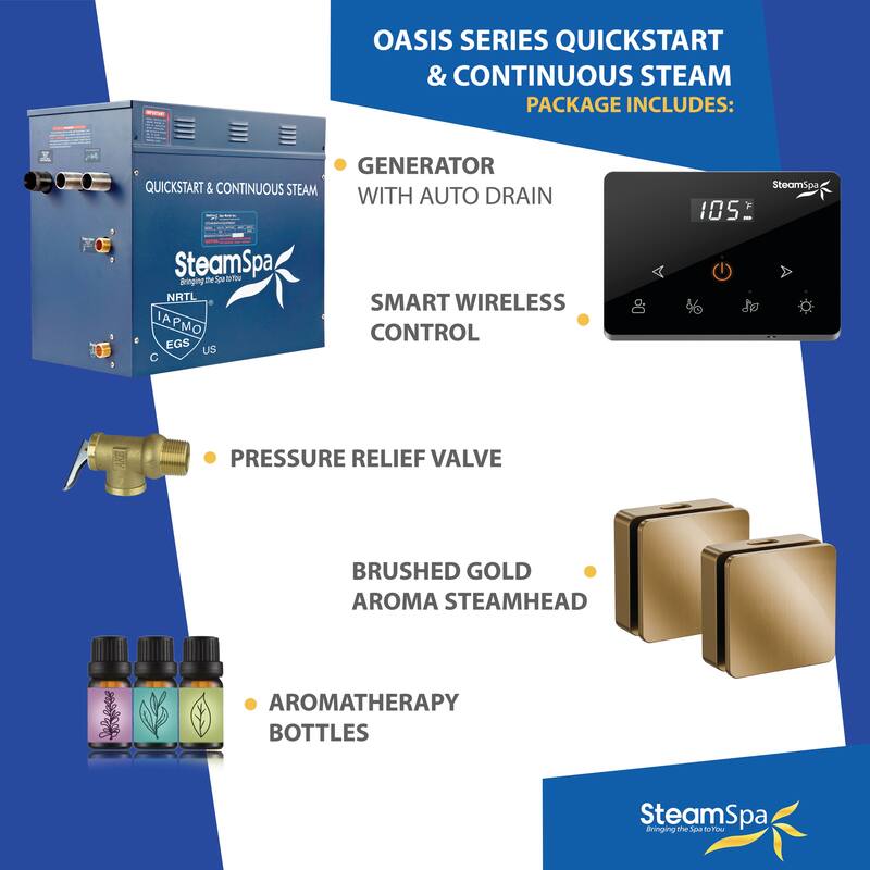 Oasis Series 12000-Watts Steam Generator with Continuous Steam Plus Fully Wireless Handheld Control