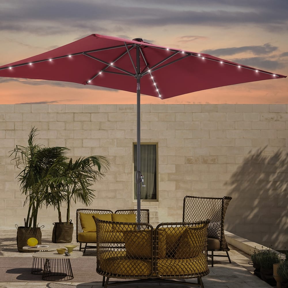 LIVOOSUN 6x9Ft LED Patio Umbrella Weather Resistant Table Umbrella