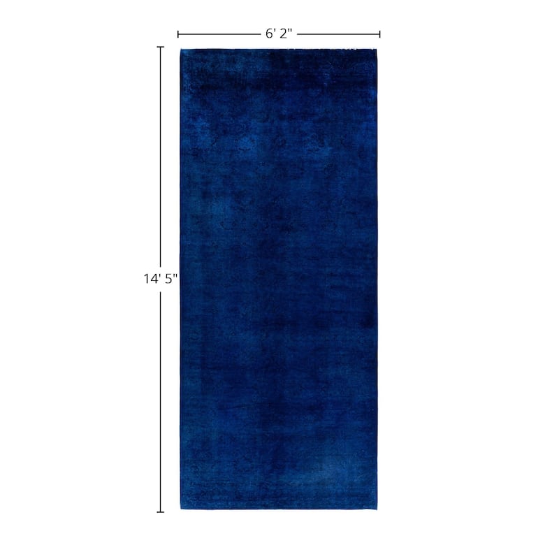 Fine Vibrance One-of-a-Kind Hand-Knotted Runner Rug - Blue, 6' 2" x 14' 5" - 6' 2" x 14' 5"