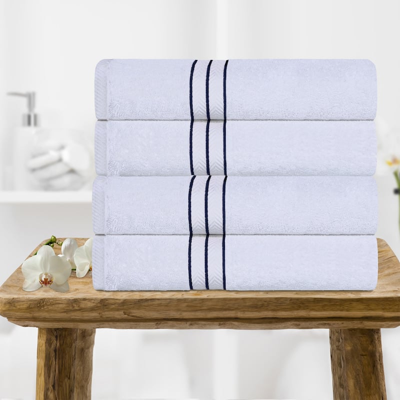 Turkish Cotton Plush Heavyweight Bath Towel Set of 4 by Superior - Navy Blue