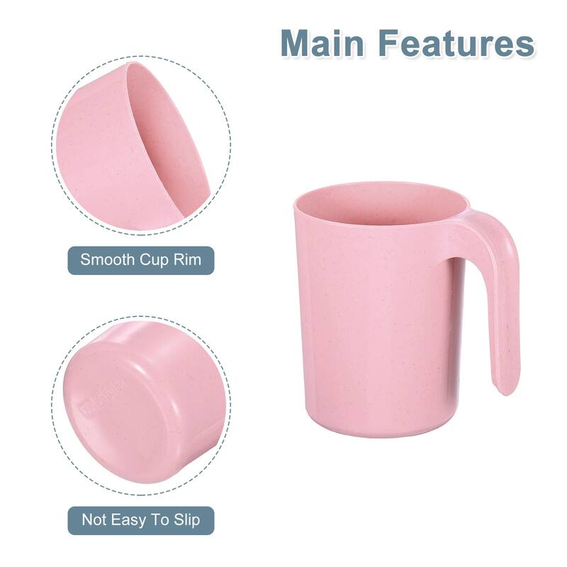 2Pcs Wheat Straw Cups, Unbreakable Reusable Water Tumbler with Handle