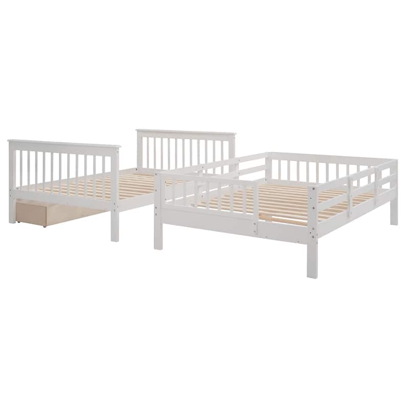 Full Bunk Bed with Storage Stairs and 4-Drawer, 275lb Capacity, Solid Wood Frame