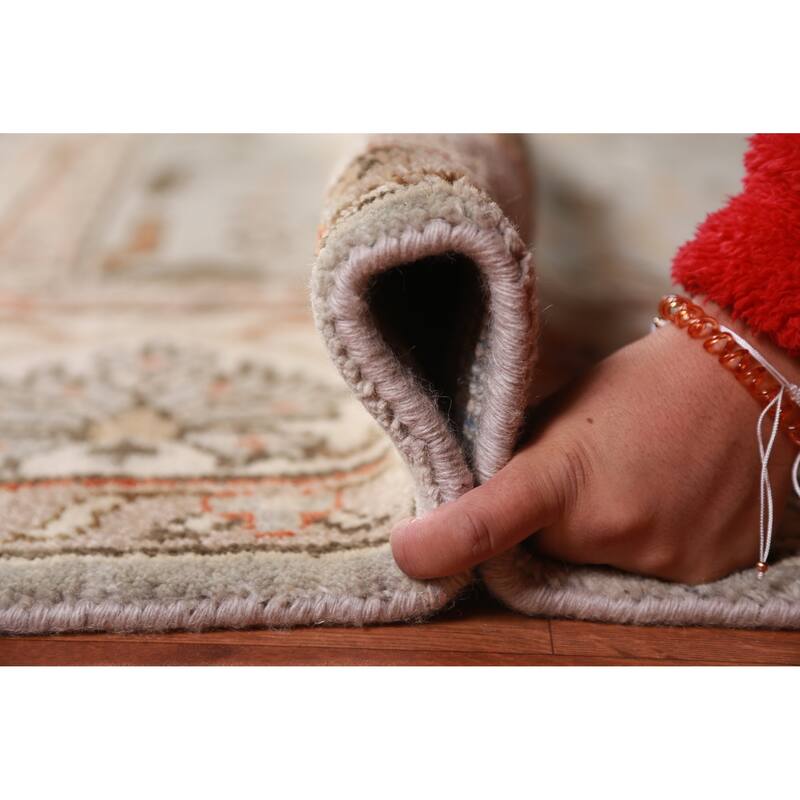 Oushak Indian Area Rug Hand-Knotted Oriental Grey Wool Carpet - 8'1" x 9'10"