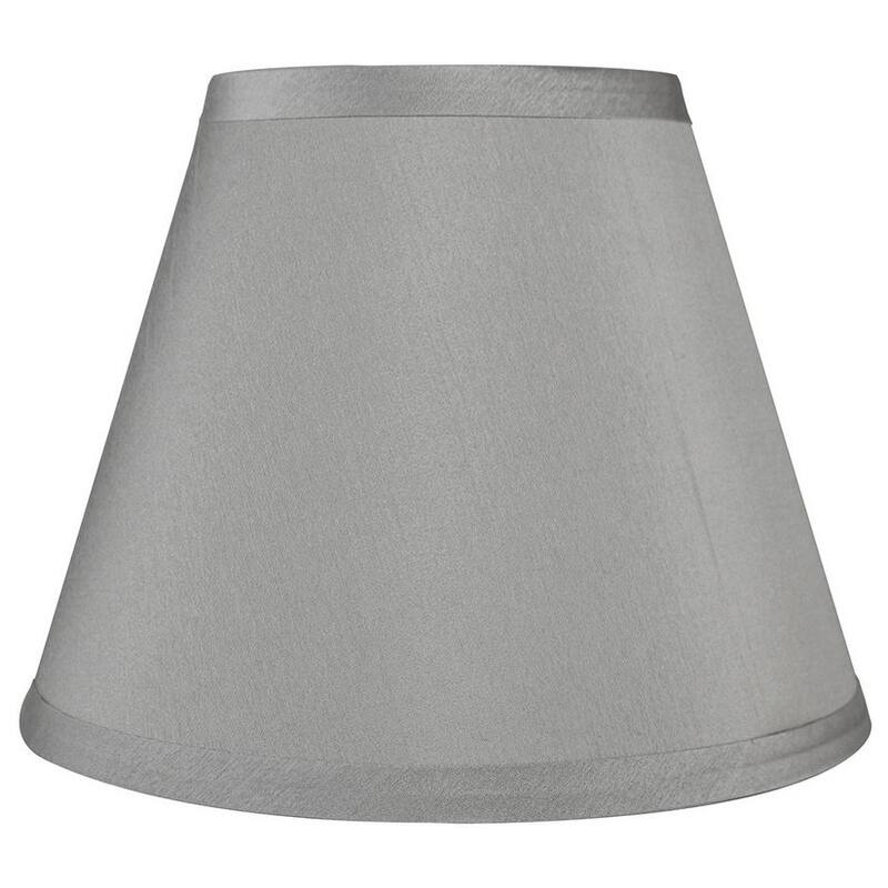 Hardback Faux Silk Conical Lamp Shade, 5 inch Top, 9 inch Bottom, 7 inch Slant - Single - Silver Silk