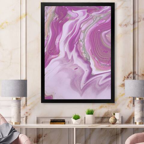 Designart "Pink Marble Waves I" Modern Framed Art Print