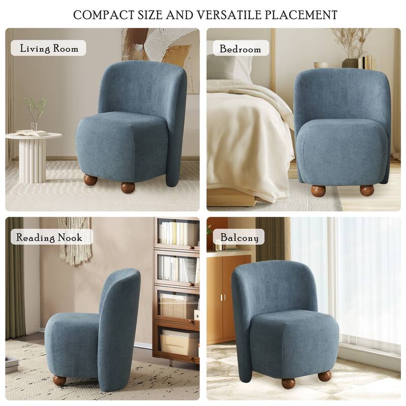 Roomfitters Modern Low Back Barrel Chair, Upholstered Armless Design with Round Pine Wood Feet for Living Room, Bedroom