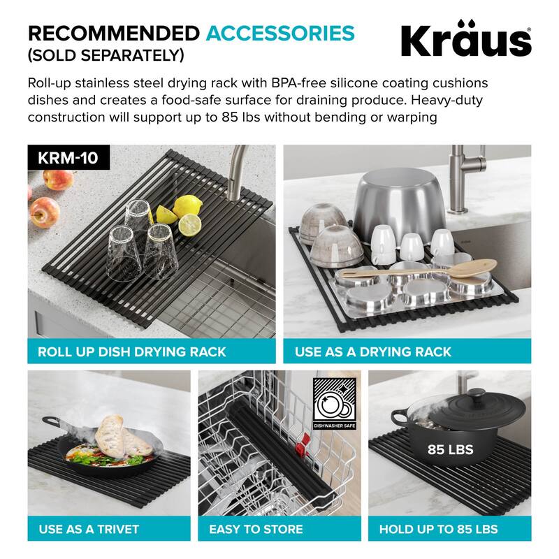 Kraus Dex 33" Single Basin 16 Gauge Stainless Steel Kitchen Sink for